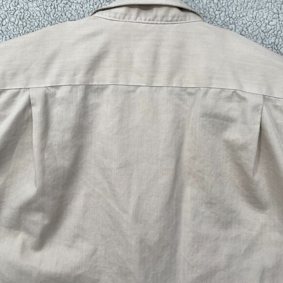 Joseph Abboud Shirt Men's 17 1/2 Tall 36/37 Front Button Up Light Tan Non-Iron - Picture 9 of 10